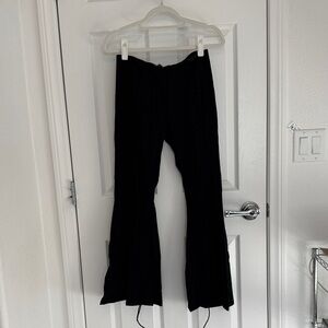 Finesse Black Lace Up Front Stretch Flared Pants